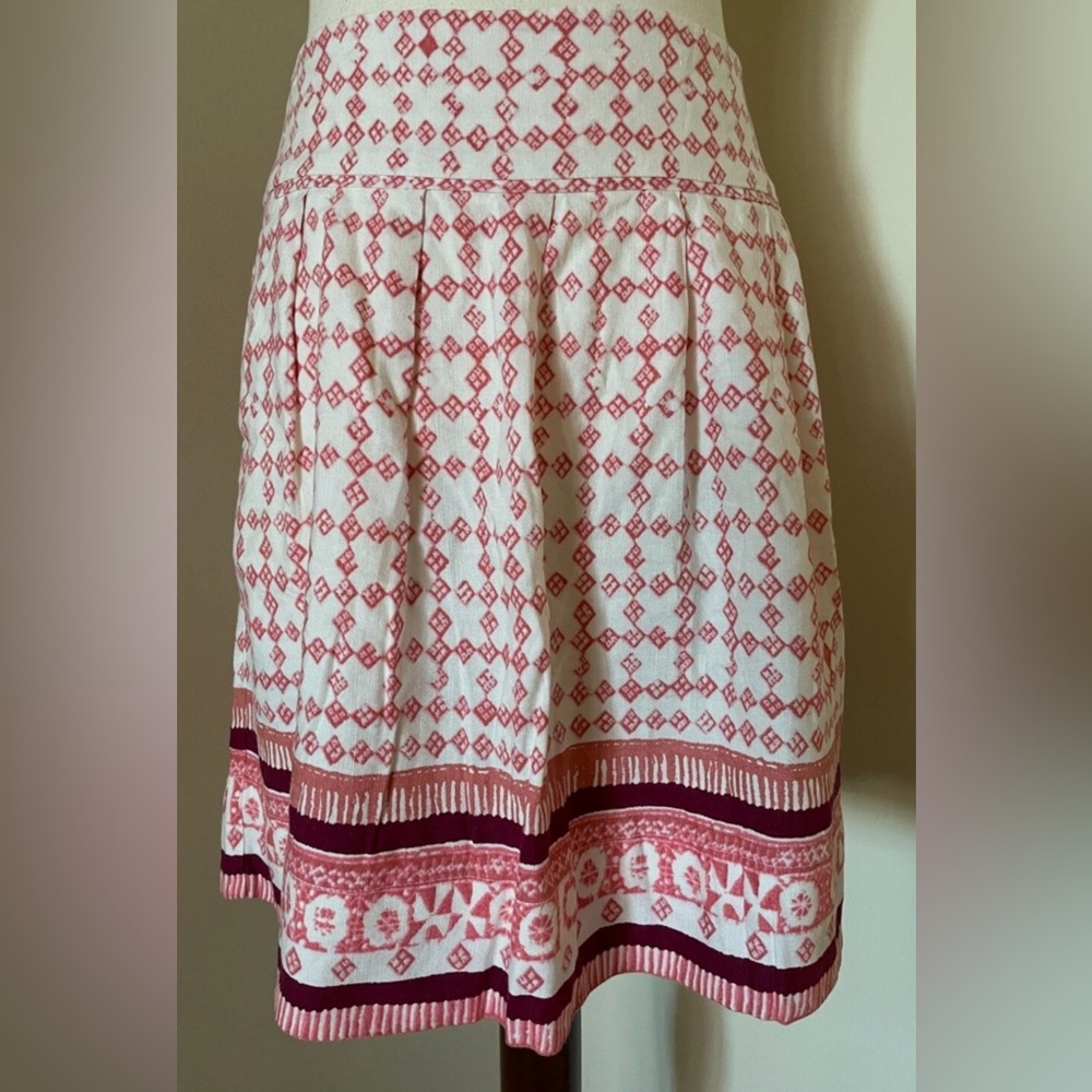 LOFT Pink and White Patterned Circle Skirt